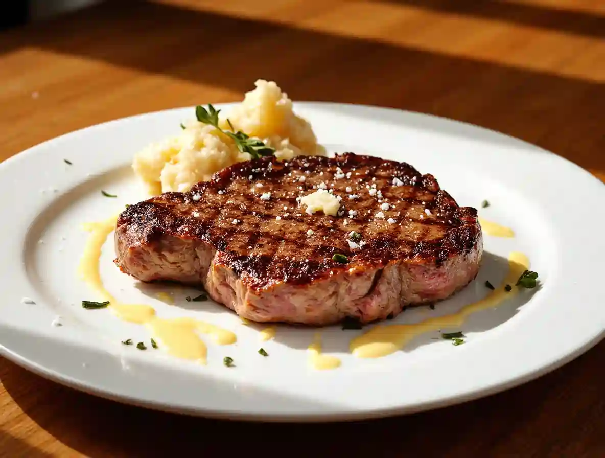 Juicy Garlic Butter Beef Steak Recipe in a sizzling pan