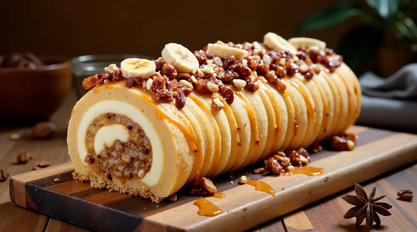 Banana Caramel Swiss Roll