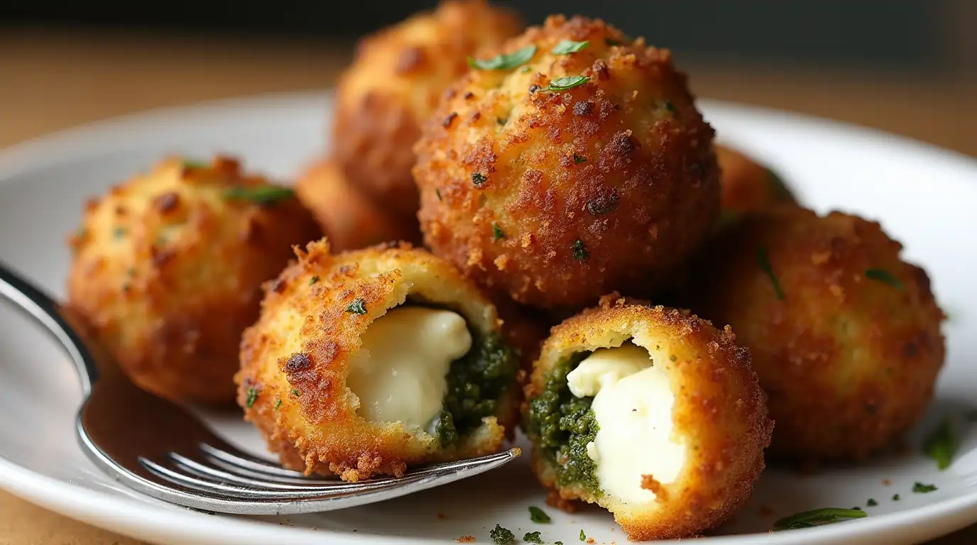Pesto-Stuffed Mozzarella Balls