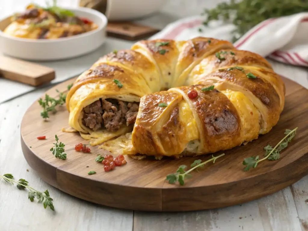 Cheesy Beef Croissant Ring