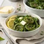 garlic butter fiddlehead recipes with lemon and parsley